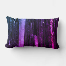 ネオンストライプのピンクと紫の抽象芸術モダン ランバークッション