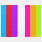 ネオンストライプカラフルズ | フリースブランケット (正面(横))