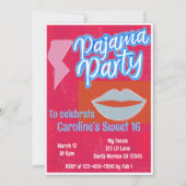 ネオンストライプパジャ名門私立校風のマパーティー誕生日 招待状 (正面)