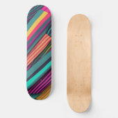 ネオンストライプパターン スケートボード (正面)