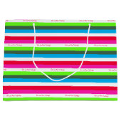 ネオンストライプパーソナライズされた休日 ラージペーパーバッグ (正面)