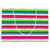 ネオンストライプパーソナライズされた休日 ラージペーパーバッグ (裏面)