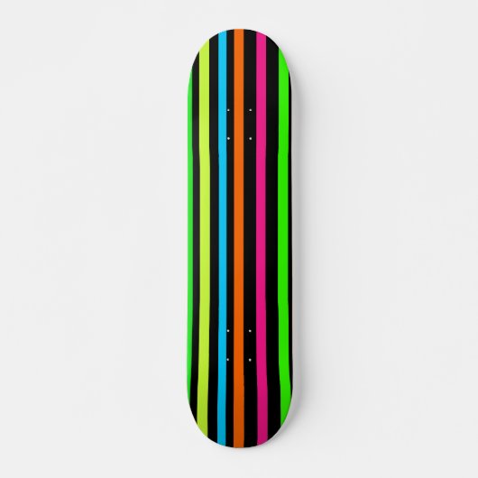 ネオンストライプ柄 スケートボード (正面)