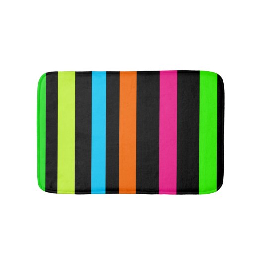 ネオンストライプ柄 バスマット (正面)