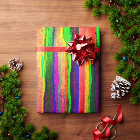 ネオンストライプ紙 ラッピングペーパー (クリスマスギフト)