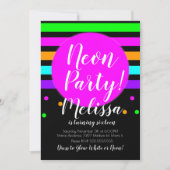 ネオンストライプ クレイジー ネオン 暗闇で光るパーティー 招待状 (正面)