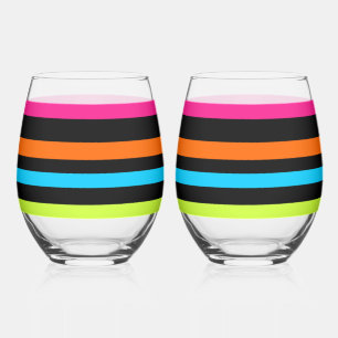 ネオンストライプ ステムなしワイングラス