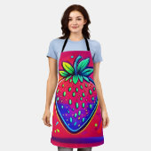 ネオンストロベリポップ・アートのー エプロン (着用した状態)