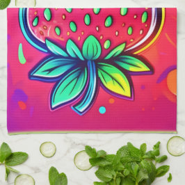 ネオンストロベリポップ・アートのー キッチンタオル