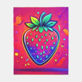 ネオンストロベリポップ・アートのー フリースブランケット (正面)