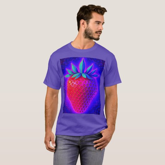 ネオンストロベリー鮮やかルック ユニセックスTシャツ大人用 Tシャツ (正面フル)