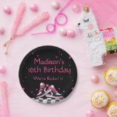 ネオンスニーカー誕生日グリッター ペーパープレート (パーティー)