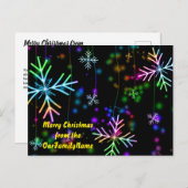 ネオンスノーフレークのクリスマスカスタマイズポストカード ポストカード (正面/裏面)