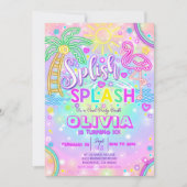 ネオンスプラッシュプールパーティの招待状 招待状 (正面)