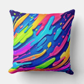 ネオンスプラッシュ抽象芸術アート魔法 クッション (正面)