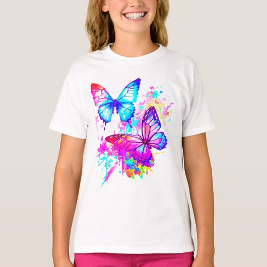 ネオンスプラッターバタフライ Tシャツ (正面)