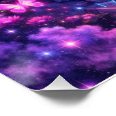 ネオンスペースバタフライ銀河アート ポスター (コーナー)