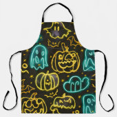 ネオンスポーキー ハロウィン おばけ コウモリ カボチャ パターン エプロン (正面)