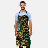 ネオンスポーキー ハロウィン おばけ コウモリ カボチャ パターン エプロン (着用した状態)