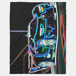 ネオンスポーツ・カーの地下鉄の落書きの芸術 フリースブランケット