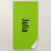 ネオンスライムグリーンサマーバチェロレッテブライダルパーティ ビーチタオル (正面)