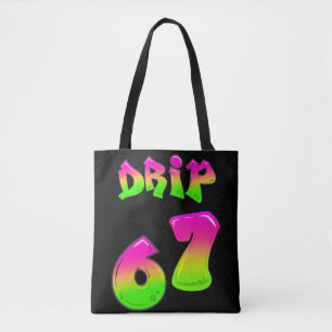 ネオンスライムDRIP 67バイラルミーム ブラックトートバッグ トートバッグ