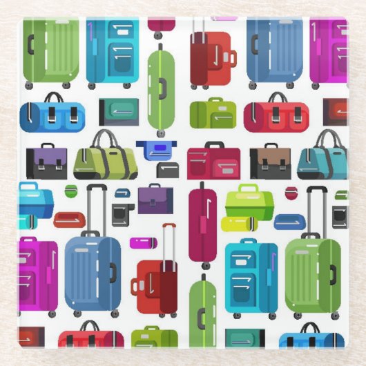 ネオンスーツケース ガラスコースター (正面)