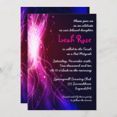 ネオンス白熱［赤熱］光を放つターズバルミツワー招待状 招待状 (正面/裏面)