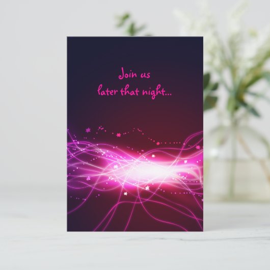 ネオンス白熱［赤熱］光を放つターバルミツワー披露宴パーティーカード 招待状 (スタンド正面)