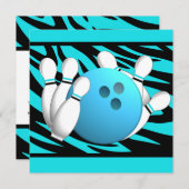 ネオンゼブラストライプボーリングパーティー 招待状 (正面/裏面)