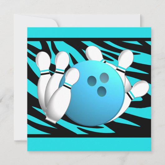ネオンゼブラストライプボーリングパーティー 招待状 (正面)