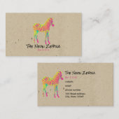 ネオンゼブラベビーアニマルサイケデリックレトロ 名刺 (正面/裏面)