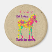 ネオンゼブラベビーアニマルサイケデリック誕生日感謝してい マグネット (正面)