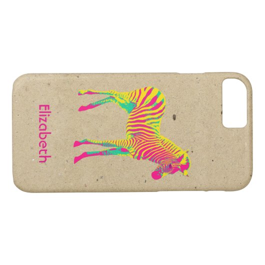 ネオンゼブラベビーアニマルパーソナライズされたレトロ Case-Mate iPhoneケース (裏面(横))