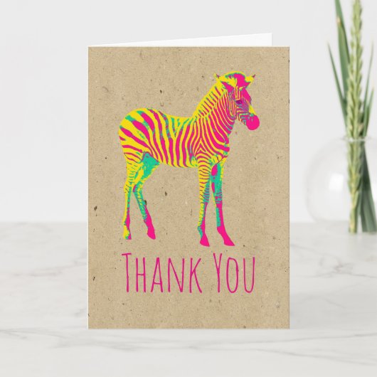 ネオンゼブラベビーアニマルファンキーレトロありがとう サンキューカード (正面)