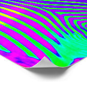 ネオンゼブラ – 緑、青、紫のレトロ ポスター (角)