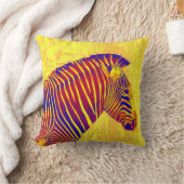 ネオンゼブラ – 黄色、赤 クッション (ブランケット)