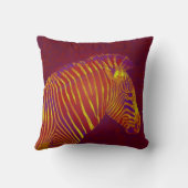 ネオンゼブラ – 黄色、赤 クッション (裏面)