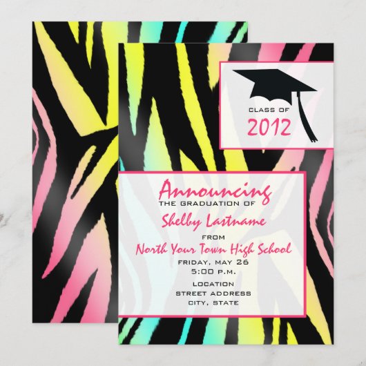 ネオンゼブラ 2012 年卒業発表 招待状 (正面/裏面)