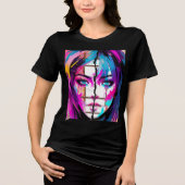 ネオンソウル｜抽象的なポップアートの肖像Tシャツ トライブレンドＴシャツ (正面)