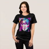 ネオンソウル｜抽象的なポップアートの肖像Tシャツ トライブレンドＴシャツ (正面全面)
