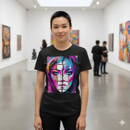 ネオンソウル|抽象的なポップアートの肖像Tシャツ トライブレンドTシャツ