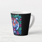 ネオンタイガーとジャングル葉の カフェラテマグ (右アングル)