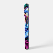 ネオンタイガーとジャングル葉の iPhone 15ケース (左側面)