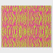 ネオンタイガーの毛皮の緑とピンクのパターン ラッピングペーパー (フラット)