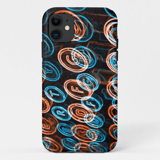 ネオンタイプのタイプライターのキー Case-Mate iPhoneケース (裏面)