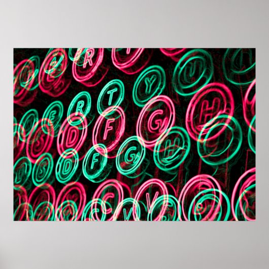 ネオンタイプライターの鍵が閉じる ポスター (正面)