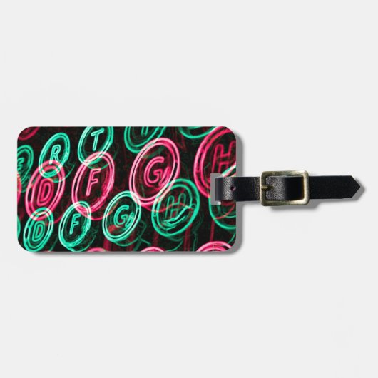 ネオンタイプライターの鍵が閉じる ラゲッジタグ (正面横)