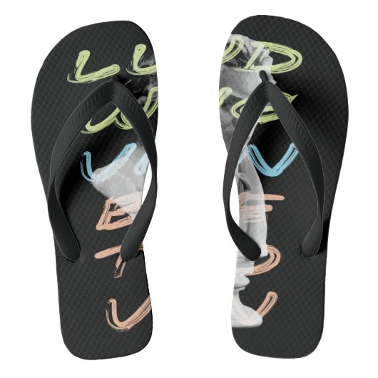 ネオンタイポグラフィデザイン ビーチサンダル (フットベッド)