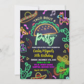ネオンタコスメキシカン大人バースデーパーティー 招待状 (正面)